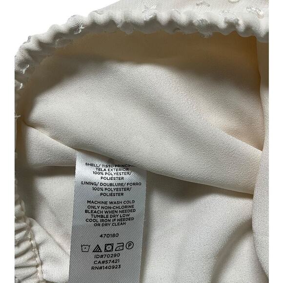 LOFT Outlet Off White Long Sleeve Blouse Body Lined Sheer Sleeve Size Medium - Picture 13 of 13